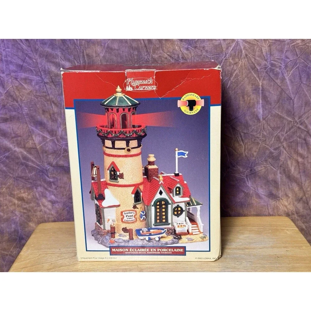 Lemax Plymouth Corners Sailors Point Lighthouse #35818A Rotating Beacon READ
